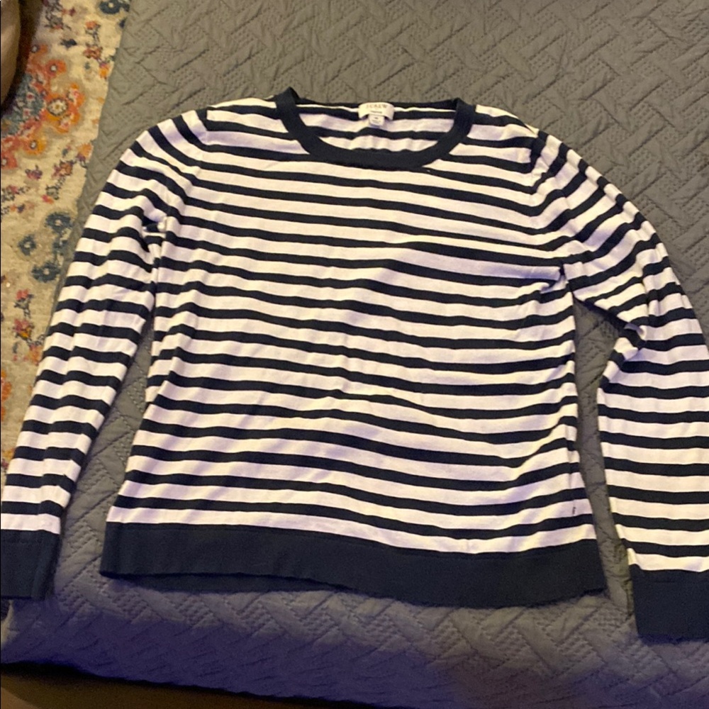 J. Crew Navy Striped Long Sleeve Sweater